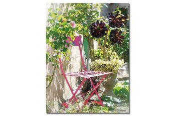 Papier peint : chaise pliante rose - format portrait 3:4 - nombreuses tailles et matériaux - motif d'art photographique exclusif sous forme d'image sur toile ou d'image en verre acrylique pour la décoration murale 1