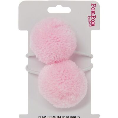 Pom Pom Hair Bobbles - Pastel Pink