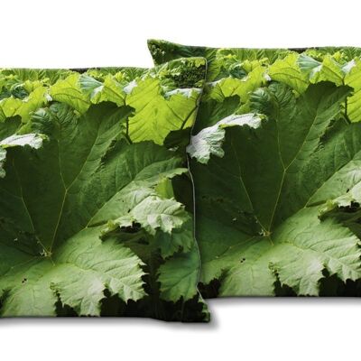 Set di cuscini decorativi con foto (2 pezzi), motivo: foresta di foglie 1 - dimensioni: 40 x 40 cm - fodera per cuscino premium, cuscino decorativo, cuscino decorativo, cuscino fotografico, fodera per cuscino