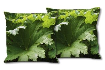 Ensemble de coussins photo décoratifs (2 pièces), motif : forêt de feuilles 1 - taille : 40 x 40 cm - housse de coussin premium, coussin décoratif, coussin décoratif, coussin photo, housse de coussin 1