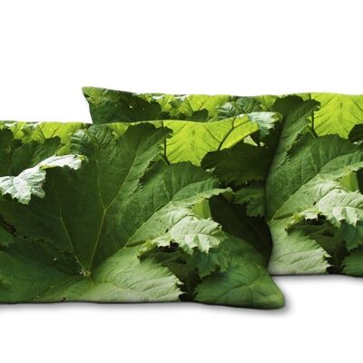 Juego de cojines decorativos con foto (2 piezas), motivo: bosque de hojas 1 - tamaño: 80 x 40 cm - funda de cojín premium, cojín decorativo, cojín decorativo, cojín fotográfico, funda de cojín