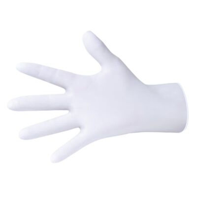 Weiße, puderfreie Nitril-Handschuhe – Größe M