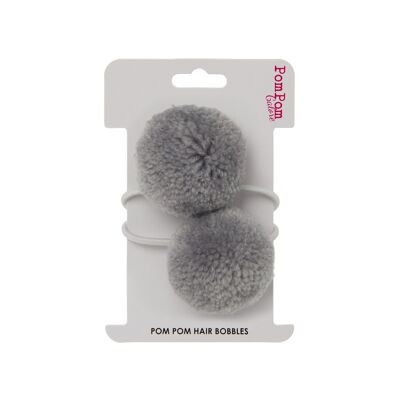Pom Pom Hair Bobbles - Grey