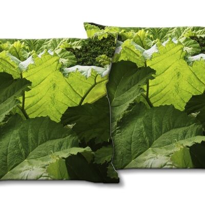 Set di cuscini decorativi con foto (2 pezzi), motivo: foresta di foglie 2 - dimensioni: 40 x 40 cm - fodera per cuscino premium, cuscino decorativo, cuscino decorativo, cuscino fotografico, fodera per cuscino