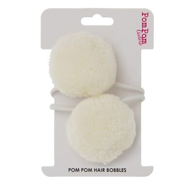 Pom Pom Hair Bobbles - Cream