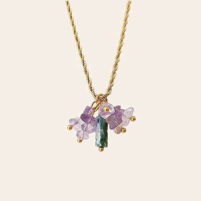 Danaël Necklace, Twisted Mesh Chain and Ametrine and Skarn Natural Stones