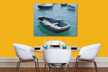 Papier peint : bateau bleu dans la mer bleue 2 - format paysage 4:3 - nombreuses tailles et matériaux - motif d'art photo exclusif comme image sur toile ou image sur verre acrylique pour la décoration murale 8