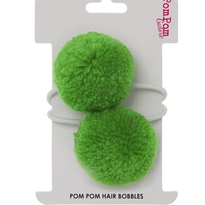 Pom Pom Hair Bobbles- Green