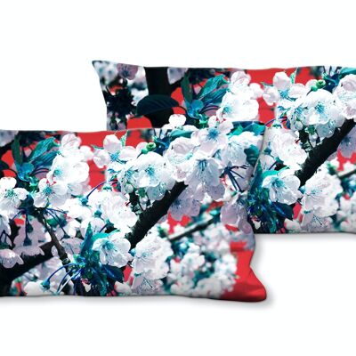 Juego de cojines decorativos con fotos (2 piezas), motivo: flor de cerezo al estilo japonés 1 - tamaño: 80 x 40 cm - funda de cojín premium, cojín decorativo, cojín decorativo, cojín fotográfico, funda de cojín