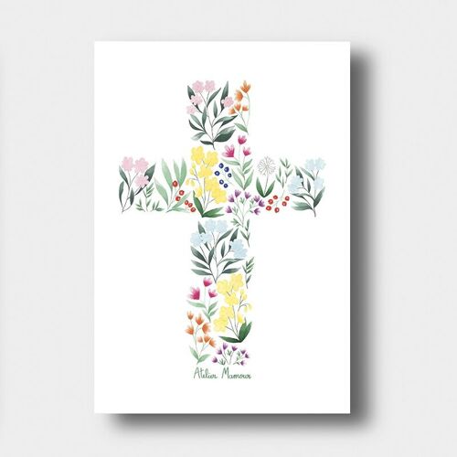Carte croix fleur