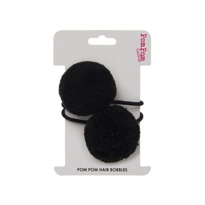 Pom Pom Hair Bobbles -  Black