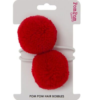 Pom Pom Hair Bobbles- Red