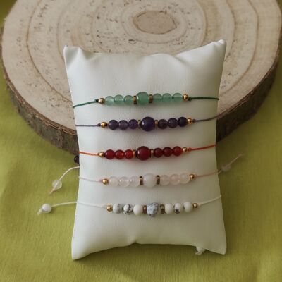 set of 5 natural stone bracelets 4 mm