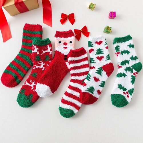 Christmas Coral Fleece Socks