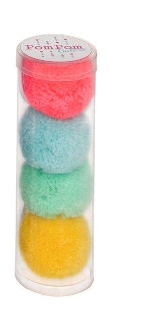 Vier Pom Pom Haargummis - Pastellfarben