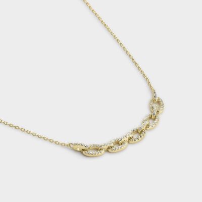 Yellow gold necklace with white zircons