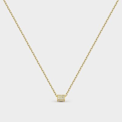 Gold-plated barrel necklace with white zircons