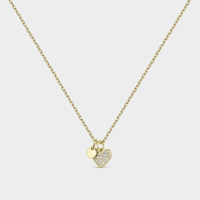 White zircons heart necklace