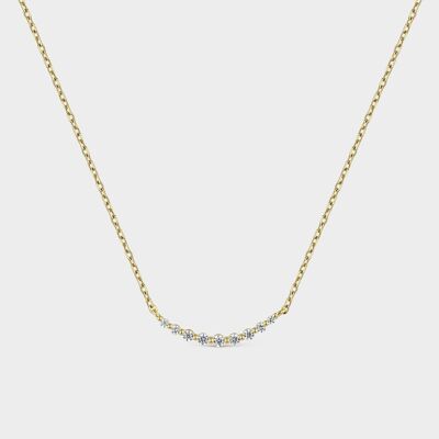Silver and gold necklace with white zircons