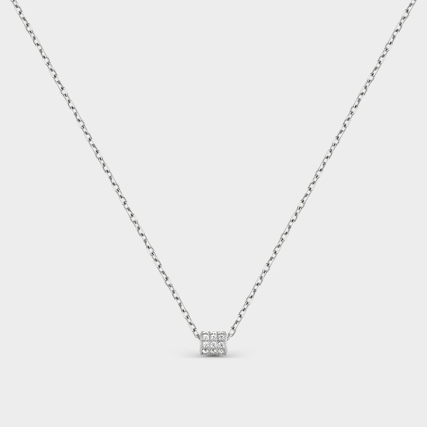 Collana in argento con zirconi a forma di botte