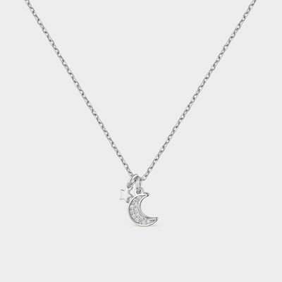 Collier en argent avec étoile biseautée et lune