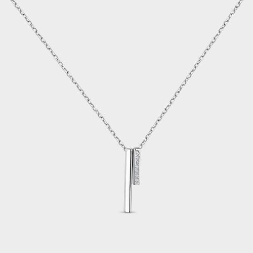 Collar de plata con motivos alargados y circonitas