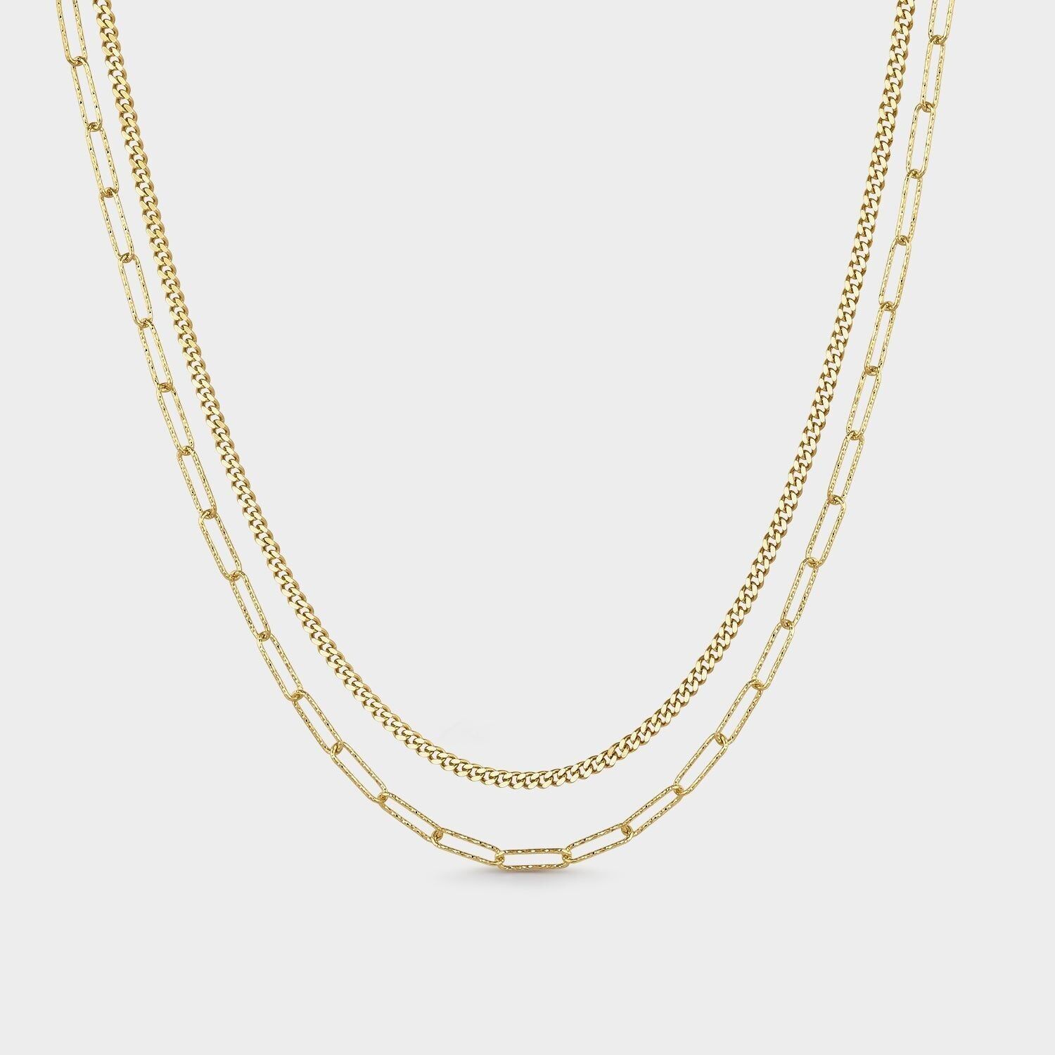 Collana in argento e oro con maglie