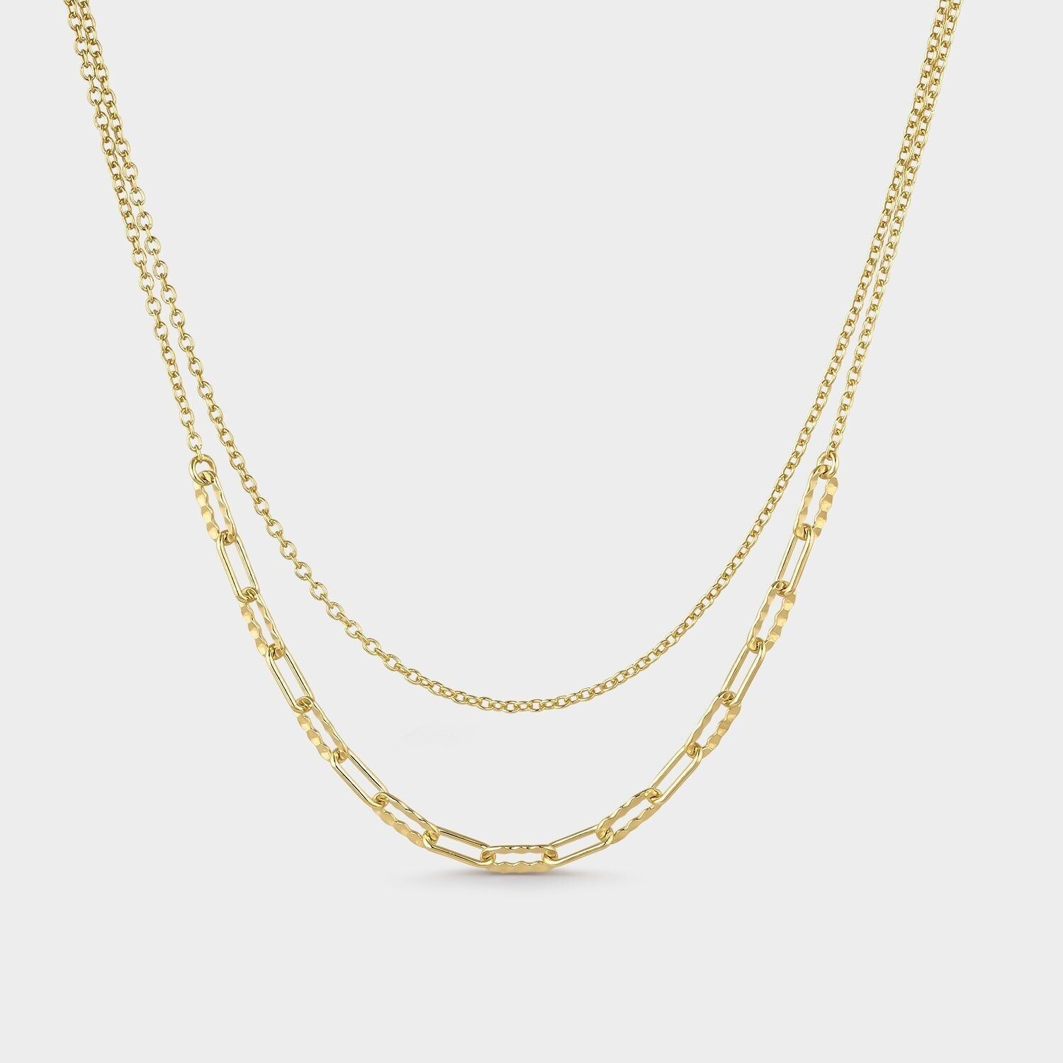 Collana in argento e oro con maglie eleganti