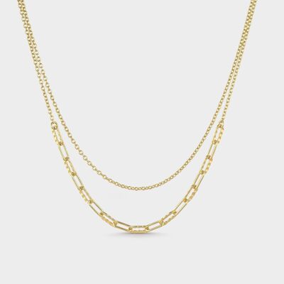 Collana in argento e oro con maglie eleganti