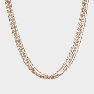Collier six chaînes en argent plaqué or rose