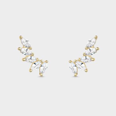 Gold plated wing earrings with white zircons