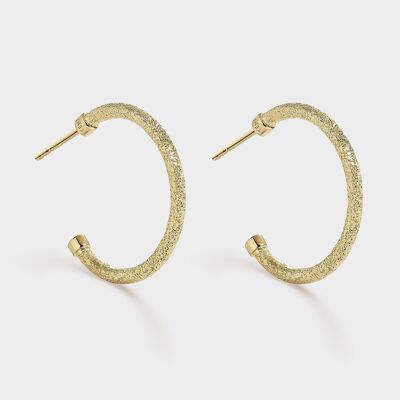 Hoop earrings 25 mm shiny rose gold texture