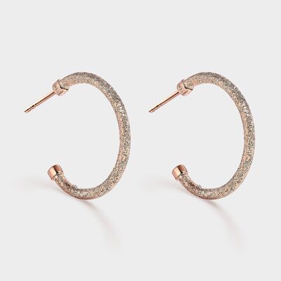 Hoop earrings 25 mm shiny rose gold texture