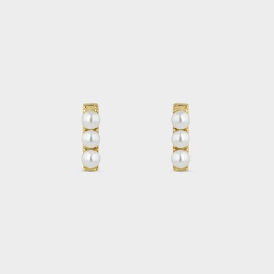 Silver and gold earrings set with pearls