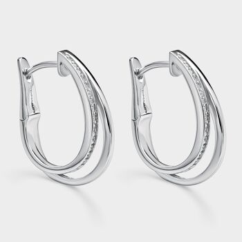Boucles d'oreilles en argent avec anneau de zircons blancs 2