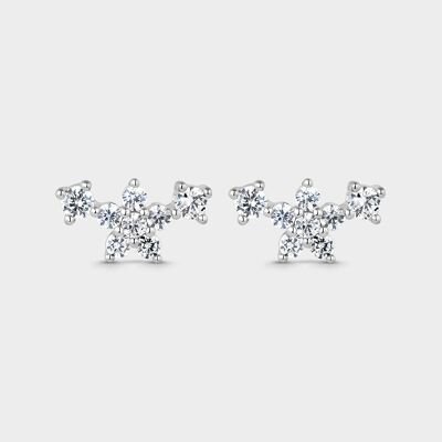 Silver earrings with white zircons