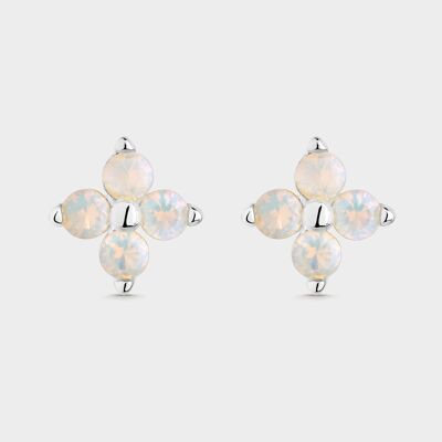 Silver earrings with white opals