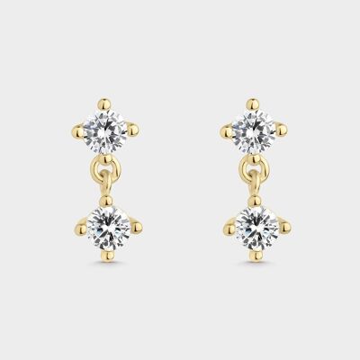 Gold-plated earrings with white zircons