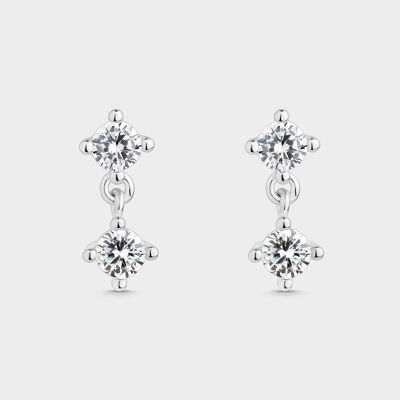 Link earrings with white zircons