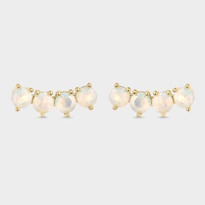 White opal gold curve earrings