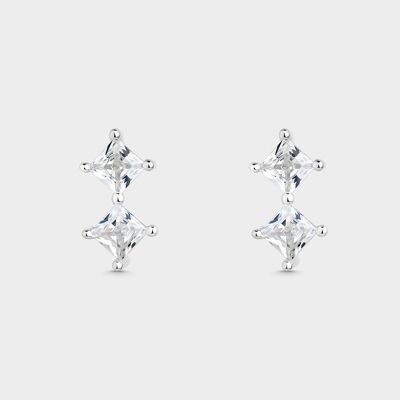 Rhombus earrings with white zircons