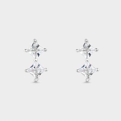 Boucles d'oreilles Rhombus avec zircons blancs