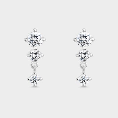 Rhombus white zircon earrings