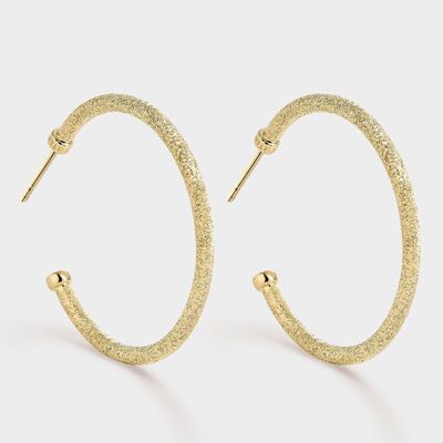 Hoop earrings 34 mm shiny rose gold texture