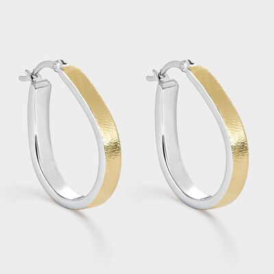 Two-tone drop-shaped hoop earrings