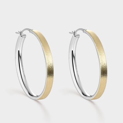 Matte texture two-tone closed hoop earrings