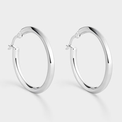Silver closed hoop earrings