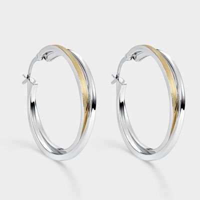 Two-tone overlapping hoop earrings