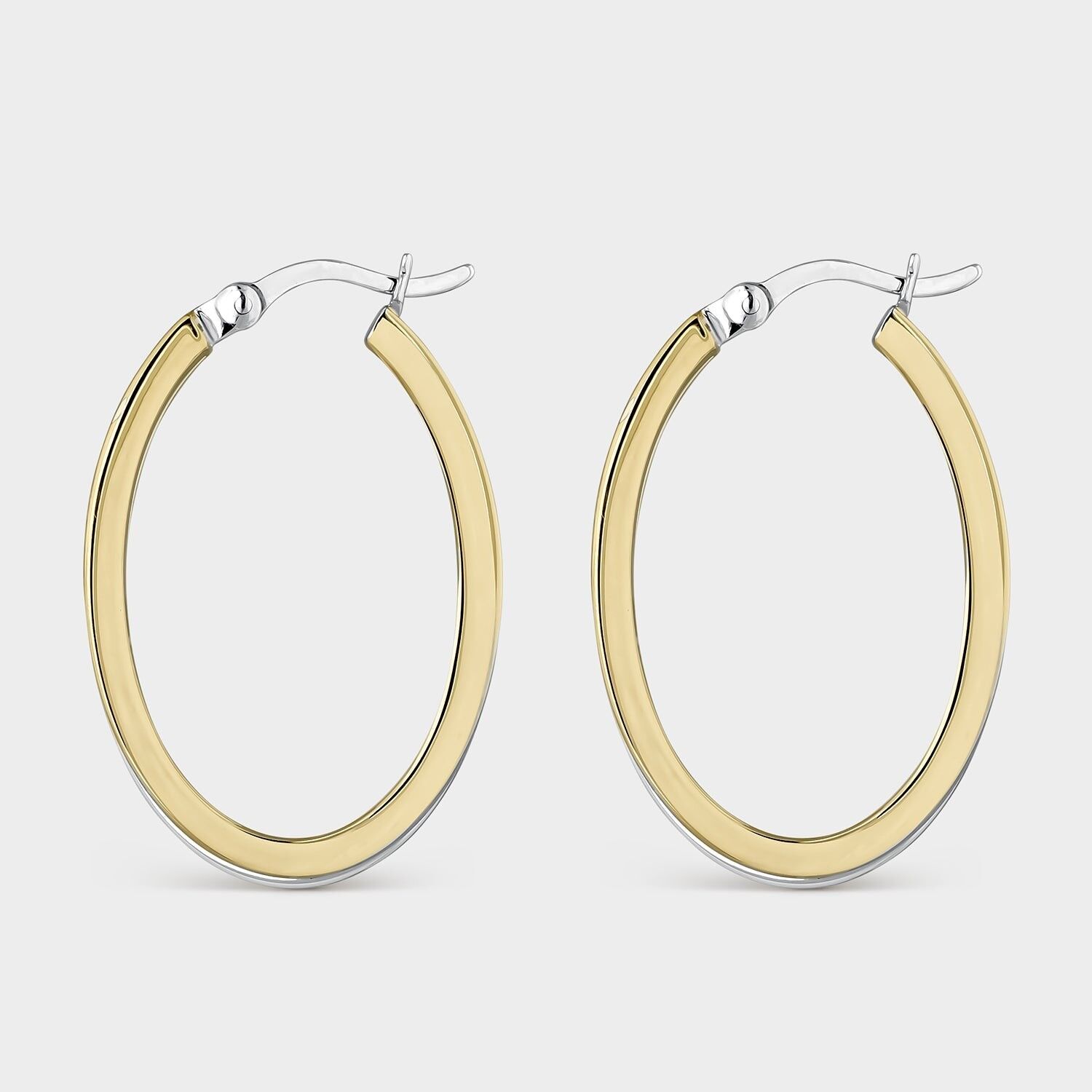 Orecchini a doppio cerchio bicolore con due texture