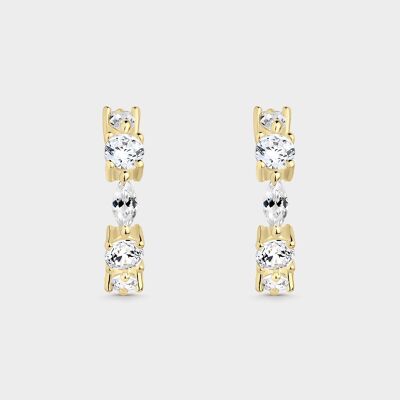 Gold creole earrings with white zircons